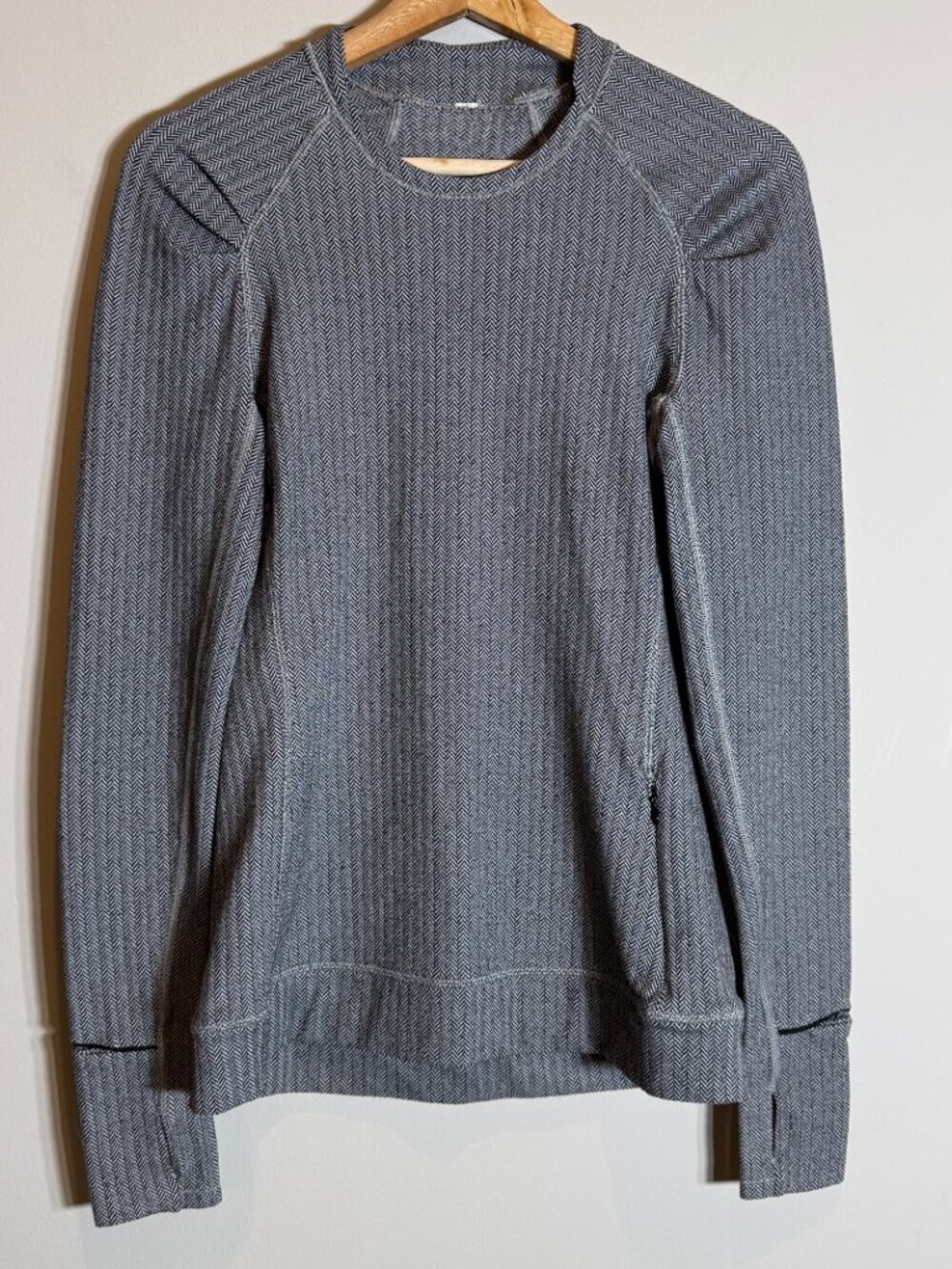 Lululemon Think Fast Long Sleeve Top Womens 6 Heathered Herringbone Workout Rulu - Picture 7 of 15